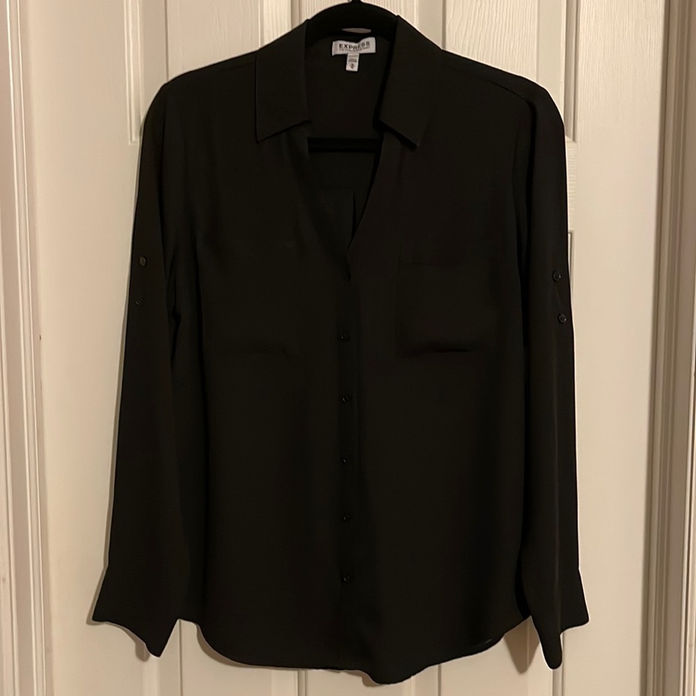 •EXPRESS• Original Fit Portofino Shirt in Black, Size Medium